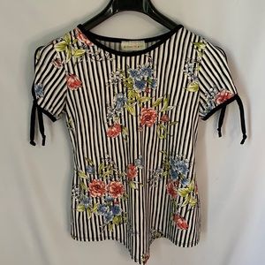 Girls Black and White Stripe Top